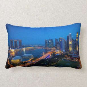 Singapore Downtown at Night Lumbar Cushion