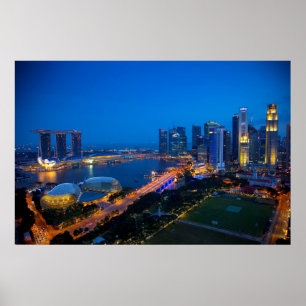 Singapore Downtown at Night Poster