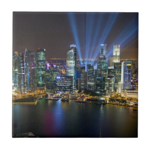 Singapore Downtown Lightshow Ceramic Tile