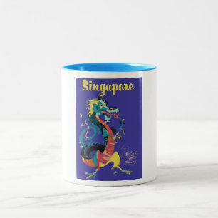 Singapore dragon vintage travel poster Two-Tone coffee mug