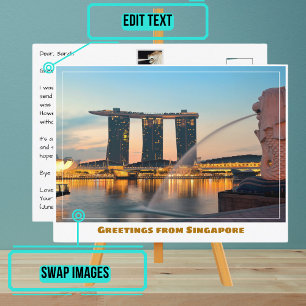 Singapore Featuring City & Marina Bay Sands Modern Postcard