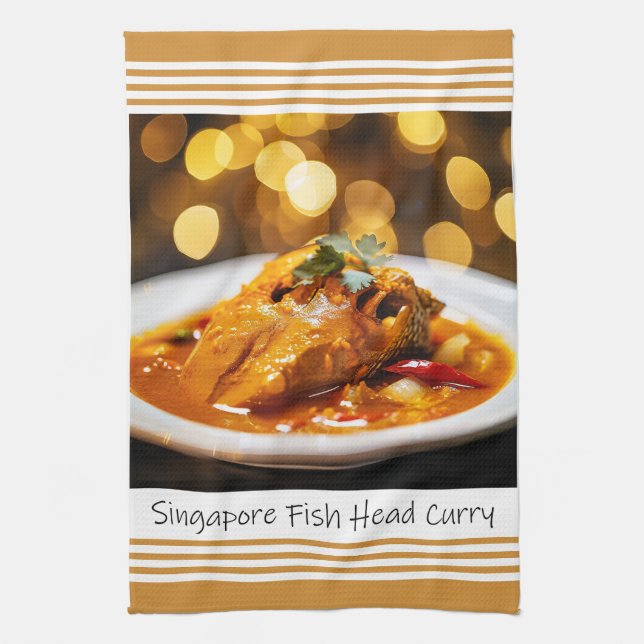 Singapore Fish Head Curry Kitchen Towel (Vertical)
