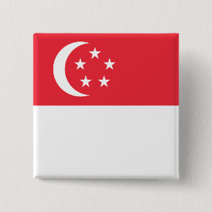 Singapore Flag 15 Cm Square Badge