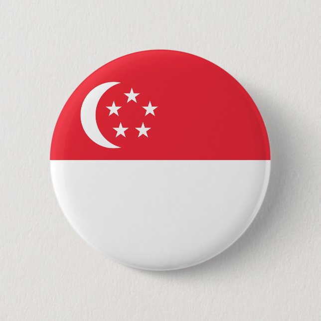 Singapore Flag 6 Cm Round Badge (Front)