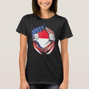 Singapore Flag American Proud of My Singaporean He T-Shirt
