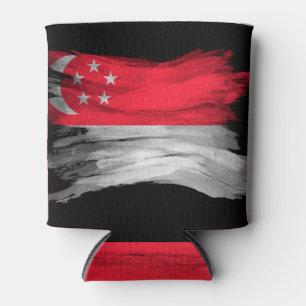 Singapore flag brush stroke, national flag can cooler