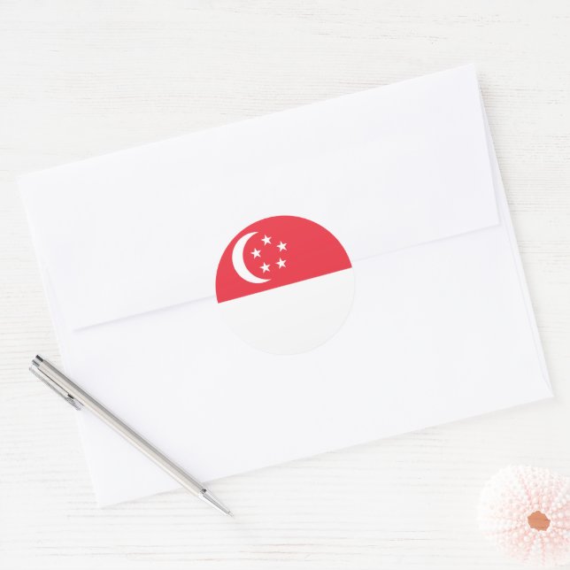 Singapore flag classic round sticker (Envelope)