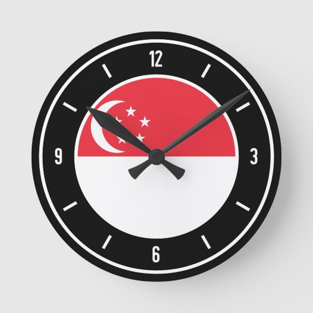 Singapore Flag Elegant Round Clock (Front)
