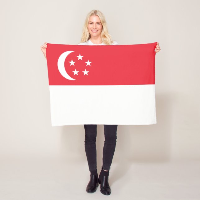 Singapore Flag Fleece Blanket (In Situ)