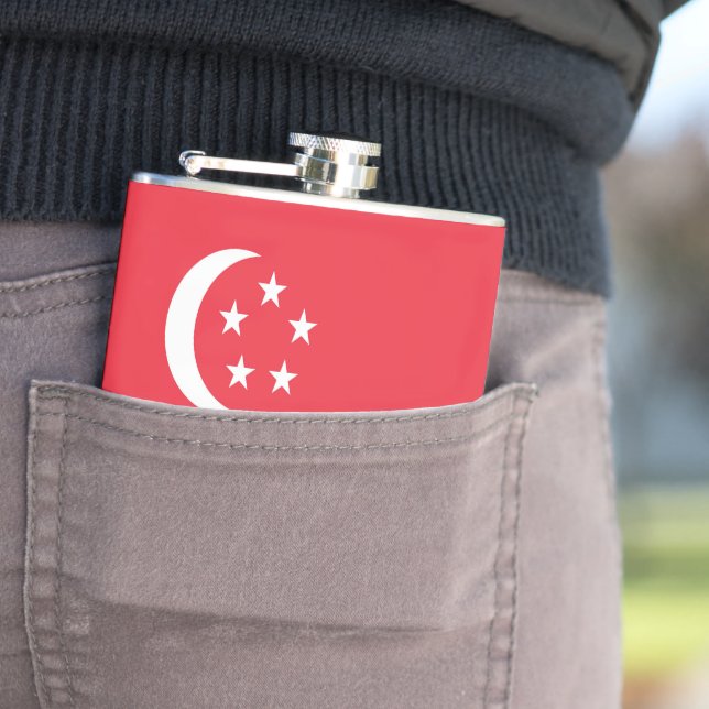 Singapore flag hip flask (In Situ)