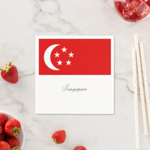 Singapore Flag, labelled Napkin