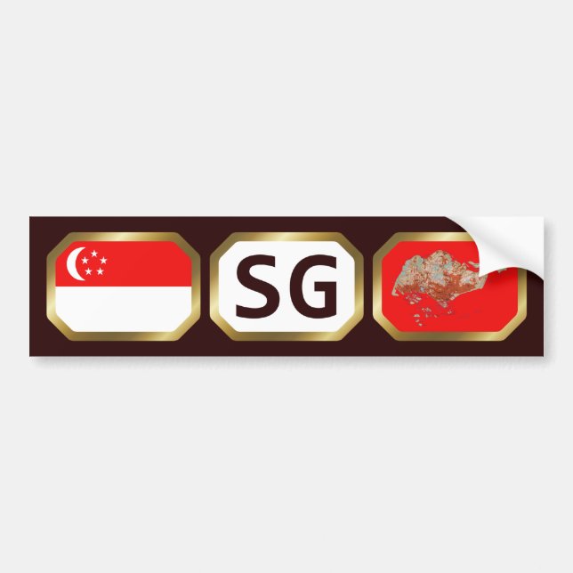 Singapore Flag Map Code Bumper Sticker (Front)