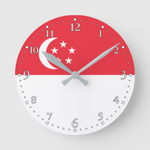 Singapore Flag Round Clock