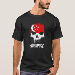 Singapore Flag Skull Singaporean Pride Patriotic T-Shirt