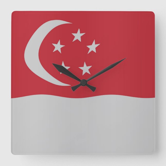 Singapore flag square wall clock (Front)