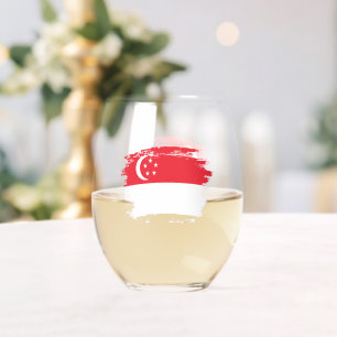 Singapore flag stemless wine glass