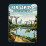 Singapore Gardens By The Bay Travel Art Vintage Magnet<br><div class="desc">Singapore retro vector travel design. Marina Bay is an upscale area of skyscrapers,  posh hotels and luxury malls. It's known for the towering Singapore Flyer Ferris wheel and the flower conservatories and colourful Supertrees of Gardens by the Bay.</div>