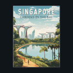 Singapore Gardens By The Bay Travel Art Vintage Postcard<br><div class="desc">Singapore retro vector travel design. Marina Bay is an upscale area of skyscrapers,  posh hotels and luxury malls. It's known for the towering Singapore Flyer Ferris wheel and the flower conservatories and colourful Supertrees of Gardens by the Bay.</div>
