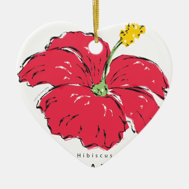 SINGAPORE HIBISCUS COLLECTION CERAMIC TREE DECORATION (Front)