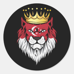 Singapore  Lion King Flag Classic Round Sticker
