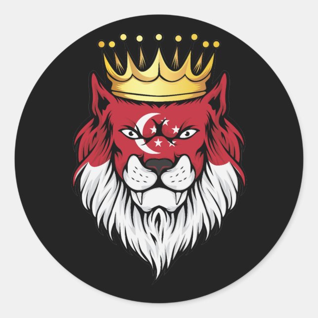 Singapore  Lion King Flag Classic Round Sticker (Front)