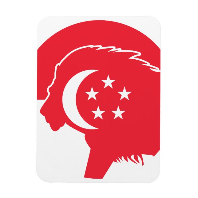 Singapore Lion Singaporean National Animal Flag Magnet (Vertical)