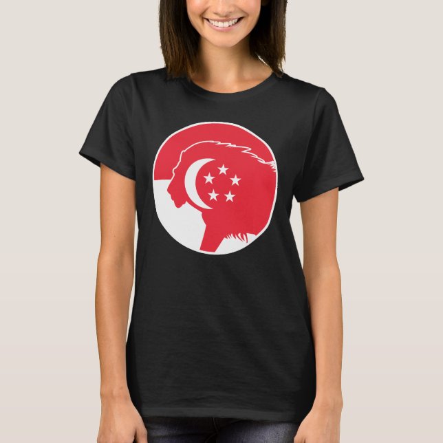 Singapore Lion Singaporean National Animal Flag T-Shirt (Front)