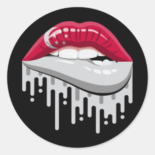 Singapore lips pride root flag classic round sticker