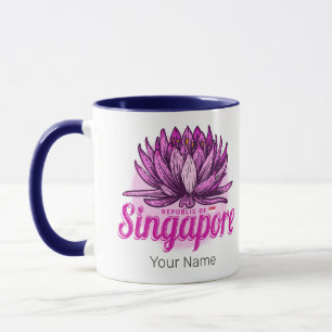 Singapore Lotus Flag Vintage Holiday Souvenir Mug