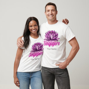 Singapore Lotus Flag Vintage Holiday Souvenir T-Shirt