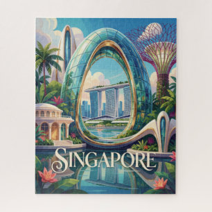 Singapore Marina Bay Futuristic Tropical City Jigsaw Puzzle
