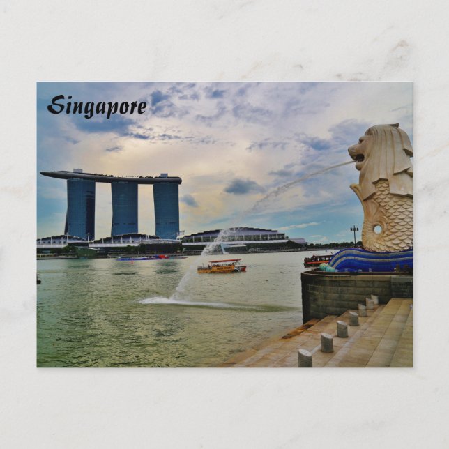 Singapore: Merlion and Marina Bay Sands Hotel Postcard (Front)