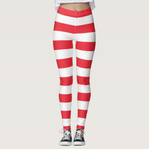 Singapore National Flag Colours Horizontal Striped Leggings