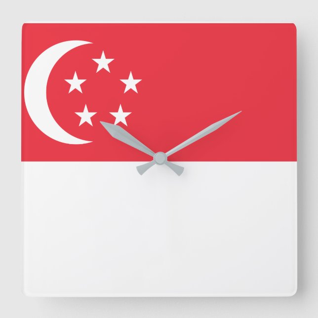 Singapore National World Flag Square Wall Clock (Front)