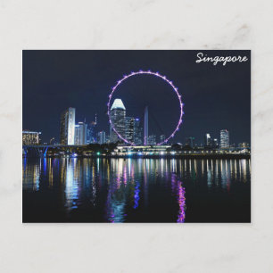 Singapore night skyline postcard