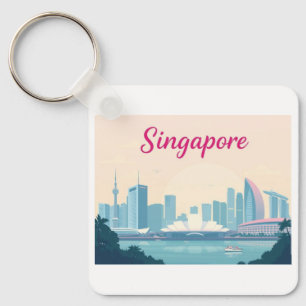 Singapore Pastel Travel Design Key Ring