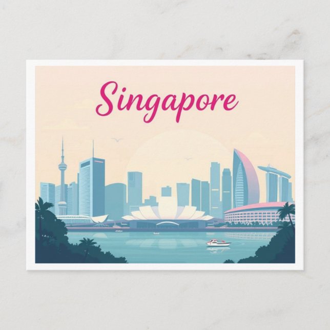 Singapore Pastel Travel Design Postcard (Front)