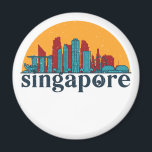 Singapore Retro City Skyline Cityscape Art Magnet<br><div class="desc">Vintage and retro city design with beautiful skyline, tourist attraction and cityscape art. Cool skyscraper and building silhouette illustration merchandise for tourist and traveller. Perfect as souvenir to bring back home when travelling all around the world. Save the memory of your travel and vacation with family and friends. Background colour...</div>