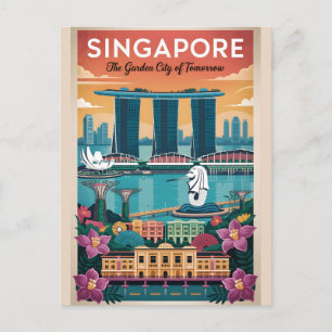 Singapore Retro Travel Poster Vintage Art Postcard