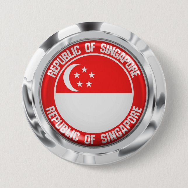 Singapore Round Emblem 7.5 Cm Round Badge (Front)