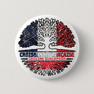 Singapore Singaporean French France Tree Roots 6 Cm Round Badge