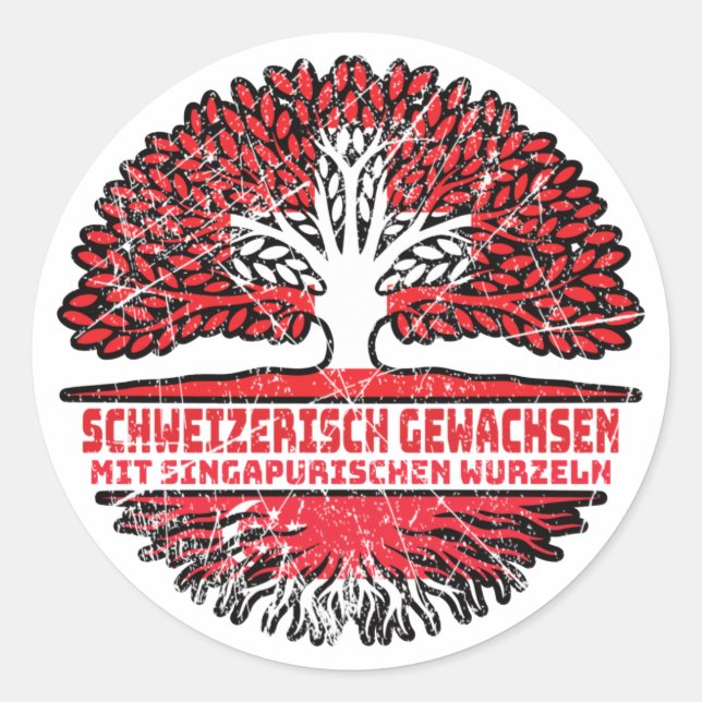 Singapore Singapurisch Schweizer Schweiz Baum Classic Round Sticker (Front)