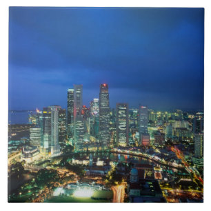 Singapore Skyline at night, Singapore Tile