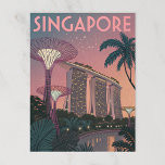 Singapore Skyline in Futuristic Retro Art Postcard<br><div class="desc">Marina Bay Sands and Supertrees with clean,  modern vintage shapes.</div>