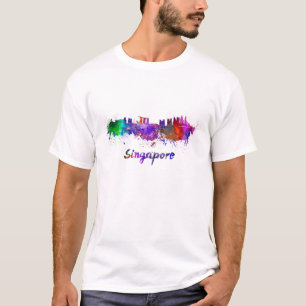 Singapore skyline in watercolor T-Shirt