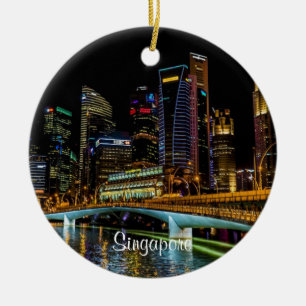 Singapore Skyline, Labelled Ceramic Ornament