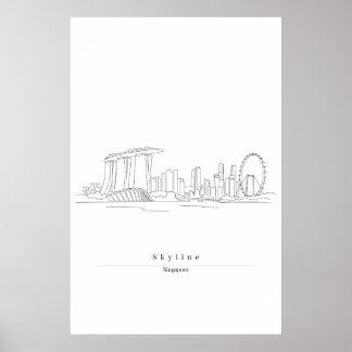 Singapore Skyline Minimalist Line Art | Cityscape Poster