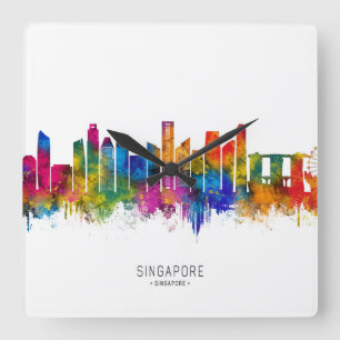 Singapore Skyline Square Wall Clock