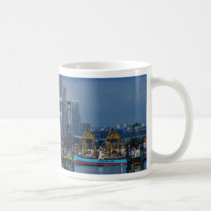 Singapore skyline with Tanjong Container Port, Sin Coffee Mug