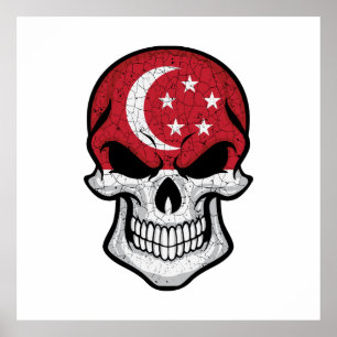 Singapore Smiling Skull Flag Poster